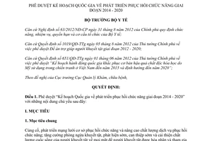 Quyết định 4039/QĐ-BYT năm 2014 Kế hoạch Quốc gia phát triển phục hồi chức năng 2014 2020