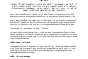 Thông tư 27/2014/TT-BLĐTBXH hướng dẫn cơ quan quản lý nhà nước lao động lấy ý kiến tổ chức đại diện người lao động