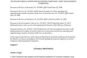 Circular No. 146/2014/TT-BTC on finance regulations for securities companies asset management companies