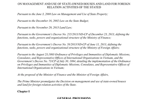 Decision No. 56/2014/QD-TTg management use of state-owned houses and land