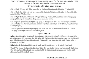 Quyết định 75/2014/QĐ-UBND theo dõi kiểm tra thực hiện nhiệm vụ Ủy ban nhân dân tỉnh Ninh Thuận