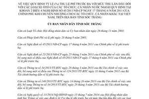 Quyết định 19/2014/QĐ-UBND tỷ lệ % thu lệ phí trước bạ lần đầu ôtô tổ chức cá nhân nước ngoài Sóc Trăng