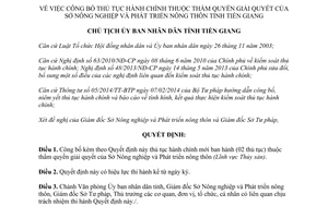 Quyết định 2412/QĐ-UBND năm 2014 thủ tục hành chính thuộc thẩm quyền Sở Nông nghiệp Tiền Giang