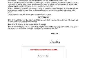 Quyết định 2839/QĐ-UBND 2014 công bố thủ tục hành chính mới Sở Xây dựng Cần Thơ