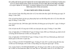 Quyết định 36/2014/QĐ-UBND sửa đổi 34/2014/QĐ-UBND hoạt động cơ sở ngoại ngữ tin học An Giang