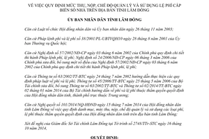 Quyết định 49/2014/QĐ-UBND mức thu nộp quản lý sử dụng Lệ phí cấp biển số nhà Lâm Đồng