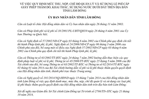 Quyết định 51/2014/QĐ-UBND thu nộp quản lý sử dụng Lệ phí cấp giấy phép thăm dò nước dưới đất Lâm Đồng