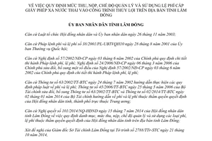 Quyết định 55/2014/QĐ-UBND Lệ phí cấp giấy phép xả nước thải vào công trình thủy lợi Lâm Đồng