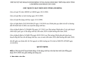 Quyết định 2249/QĐ-UBND bảo tồn đa dạng sinh học Lâm Đồng 2015 2020