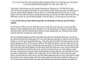 Chỉ thị 27/CT-UBND cải cách thủ tục hành chính thành lập tổ chức lại giải thể doanh nghiệp đầu tư Thái Bình