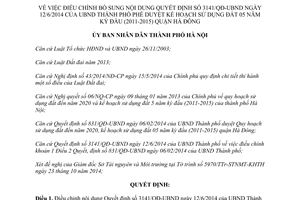 Quyết định 5627/QĐ-UBND 2014 điều chỉnh 3141/QĐ-UBND phê duyệt kế hoạch sử dụng đất Hà Đông Hà Nội