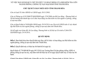 Quyết định 3640/QĐ-UBND năm 2014 tổ chức hoạt động Đội kiểm tra liên ngành phòng chống tệ nạn mại dâm Thanh Hóa