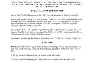 Quyết định 1108/QĐ-UBND 2014 Bộ tiêu chí đánh giá kết quả thực hiện cải cách hành chính Kon Tum