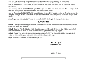 Quyết định 1861/QĐ-UBND năm 2014 công bố thủ tục hành chính mới thuộc thẩm quyền Sở Y tế Bạc Liêu