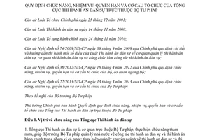 Quyết định 61/2014/QĐ-TTg nhiệm vụ quyền hạn cơ cấu tổ chức Tổng cục Thi hành án dân sự