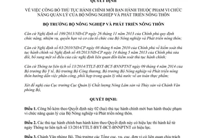 Quyết định 4780/QĐ-BNN-QLCL 2104 thủ tục hành chính mới thuộc Bộ Nông nghiệp Phát triển nông thôn