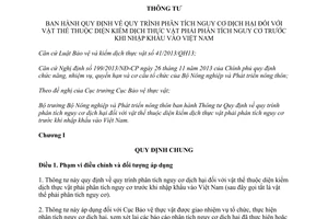 Thông tư 36/2014/TT-BNNPTNT quy trình phân tích nguy cơ dịch hại vật thể nhập khẩu Việt Nam