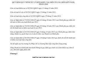 Thông tư 07/2014/TT-TTCP quy trình xử lý đơn khiếu nại đơn tố cáo đơn kiến nghị phản ánh