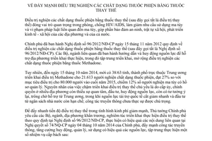 Chỉ thị 32/CT-TTg 2014 đẩy mạnh điều trị nghiện thuốc phiện bằng thuốc thay thế
