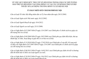 Quyết định 78/2014/QĐ-UBND mức trợ cấp xã hội hàng tháng đối tượng bảo trợ Hà Nội