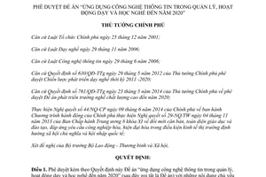 Quyết định 1982/QĐ-TTg 2014 Ứng dụng công nghệ thông tin quản lý dạy học nghề đến 2020