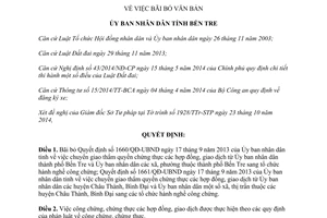 Quyết định 2196/QĐ-UBND năm 2014 bãi bỏ văn bản Bến Tre