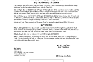 Quyết định 2815/QĐ-BTC 2014 thủ tục hành chính quản lý thuế thuộc thẩm quyền Bộ Tài chính