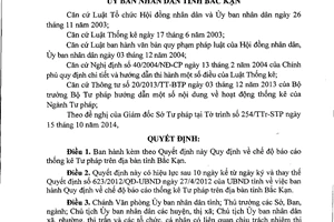 Quyết định 24/2014/QĐ-UBND chế độ báo cáo thống kê tư pháp Bắc Kạn