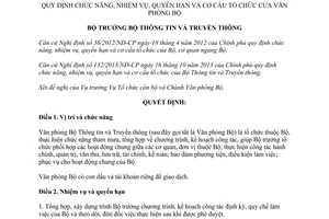 Quyết định 1598/QĐ-BTTTT năm 2014 chức năng nhiệm vụ quyền hạn cơ cấu tổ chức Văn phòng Bộ thông tin