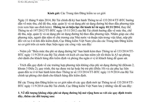 Công văn 4305/ĐKVN-TC năm 2014 hướng dẫn 133/2014/TT-BTC thu phí sử dụng đường bộ đầu phương tiện