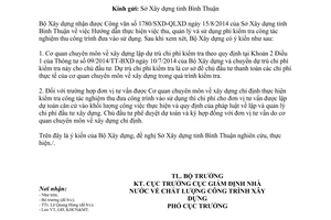 Công văn 24/BXD-GĐ 2014 thu quản lý sử dụng phí kiểm tra nghiệm thu công trình đưa vào sử dụng