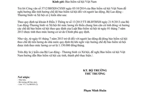 Công văn 3725/LĐTBXH-BHXH 2014 chế độ bảo hiểm xã hội đối với người lao động