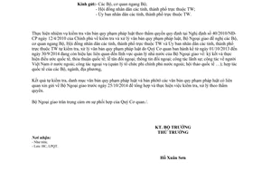 Công văn 3530/BNG-LPQT 2014 tự kiểm tra lập danh mục văn bản quy phạm pháp luật quản lý nhà nước