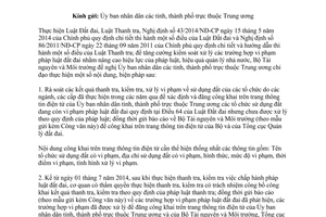 Công văn 4383/BTNMT-TCQLĐĐ năm 2014 rà soát công khai trên thông tin điện tử vi phạm pháp luật đất đai