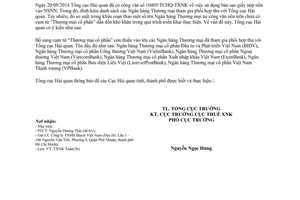 Công văn 12389/TCHQ-TXNK 2014 bổ sung 10405/TCHQ-TXNK bản sao giấy nộp tiền ngân sách nhà nước