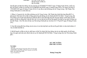 Công văn 2035/TTg-KTN 2014 đầu tư dự án đường cao tốc Trung Lương - Mỹ Thuận