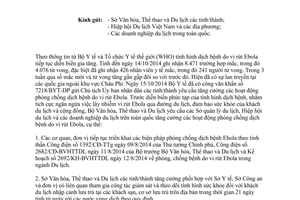 Công văn 3691/BVHTTDL-TCDL năm 2014 tăng cường phòng chống dịch bệnh vi rút Ebola