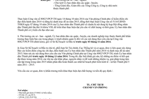 Công văn 5358/UBND-THKH kiểm điểm chỉ đạo điều hành 2014 đăng ký danh mục đề án 2015 Hồ Chí Minh