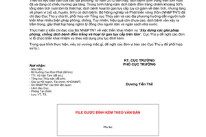 Công văn 1846/TY-TS phòng chống dịch bệnh đốm trắng  hoại tử gan tụy cấp trên tôm nuôi 2014