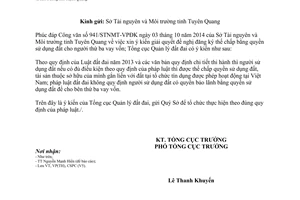 Công văn 1407/TCQLĐĐ-CSPC đăng ký thế chấp bằng quyền sử dụng đất cho người thứ ba vay vốn 2014