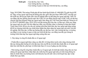 Công văn 5957/BGDĐT-GDĐH năm 2014 hướng dẫn dạy học ngoại ngữ tăng cường