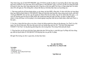 Công văn 14836/BTC-PC năm 2014 triển khai Ngày pháp luật nước Việt Nam