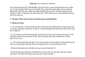 Công văn 5935/BGDĐT-GDTrH 2014 hướng dẫn tổ chức Olympic tiếng Anh trên Internet 2014 2015