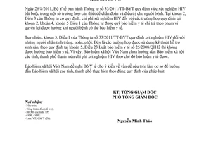 Công văn 3979/BHXH-CSYT 2014 thanh toán chi phí xét nghiệm HIV