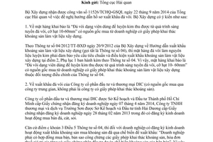 Công văn 63/BXD-VLXD năm 2014 hướng dẫn xuất khẩu khoáng sản làm vật liệu xây dựng