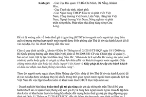 Công văn 14949/BTC-TCHQ 2014 vướng mắc hoàn thuế giá trị gia tăng cho người nước ngoài