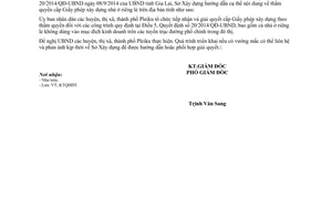 Công văn 855/SXD-KTQHĐT năm 2014 cấp Giấy phép xây dựng nhà ở riêng lẻ theo 20/2014/QĐ-UBND Gia Lai