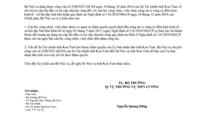 Công văn 4443/BNV-TL năm 2014 chi trả trợ cấp lần đầu và trợ cấp chuyển vùng