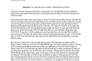 Công văn 497/TTLLTPQG-HCTH cấp Phiếu lý lịch tư pháp cho lao động nước ngoài tại Việt Nam