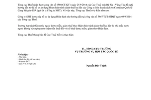 Công văn 4684/TCT-HTQT năm 2014 thủ tục áp dụng Hiệp định tránh đánh thuế hai lần